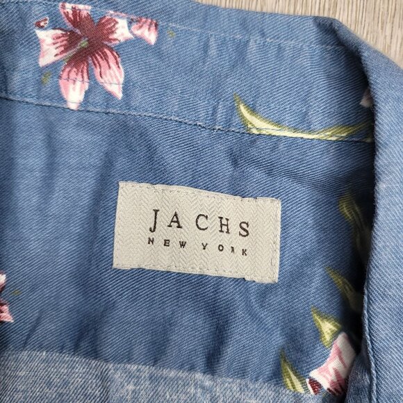 Jachs New York wpmens blue Floral Short Sleeve Button-Down Shirt Size M - Picture 6 of 6